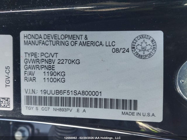 19UUB6F51SA800001 Acura Tlx A-spec