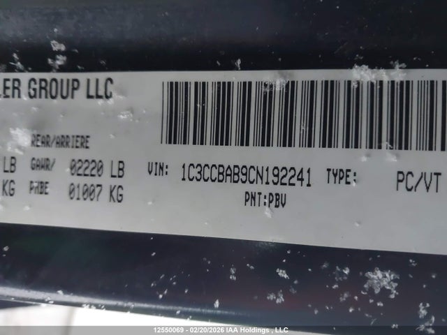 2012 Chrysler 200 Lx მანქანა იყიდება აუქციონზე, vin: 1C3CCBAB9CN192241, აუქციონის ნომერი: 12550069