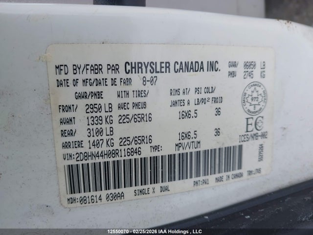 Aukcja sprzedaży 2008 Dodge Grand Caravan Se, vin: 2D8HN44H08R116846, numer aukcji: 12550070
