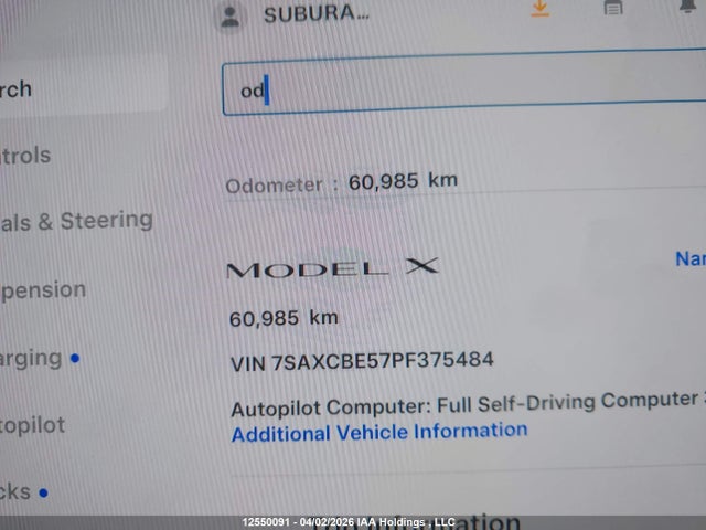 Aukcja sprzedaży 2023 Tesla Model X, vin: 7SAXCBE57PF375484, numer aukcji: 12550091