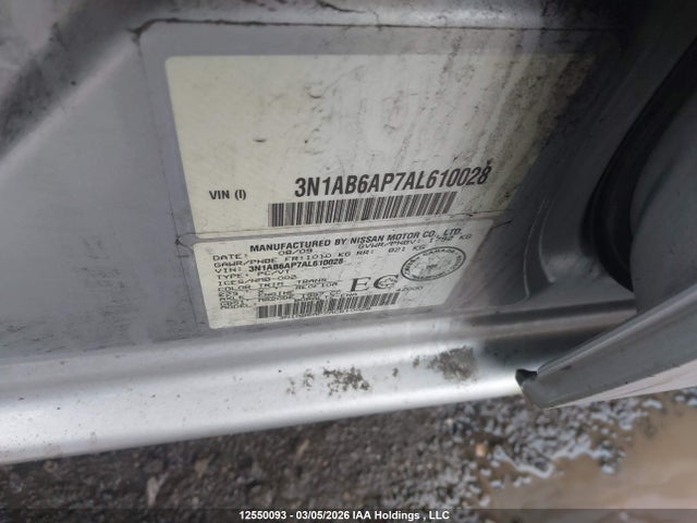 12550093 :رقم المزاد ، 3N1AB6AP7AL610028 vin ، 2010 Nissan Sentra 2.0s مزاد بيع