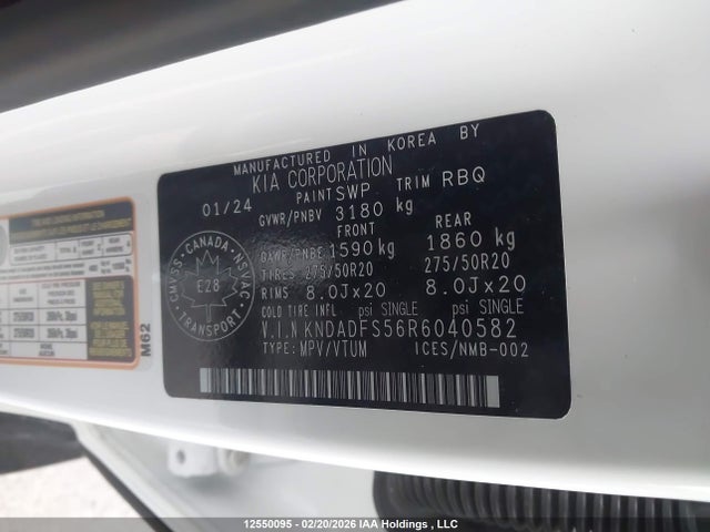 KNDADFS56R6040582 KIA Ev9 Land/land W/premium Package