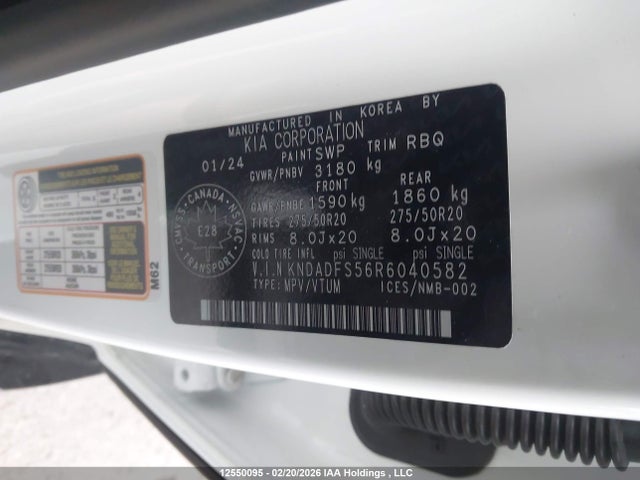 KNDADFS56R6040582 KIA Ev9 Land/land W/premium Package