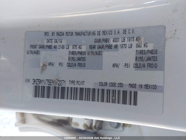 3MZBM1V75EM112271 Mazda Mazda3 Gs-sky