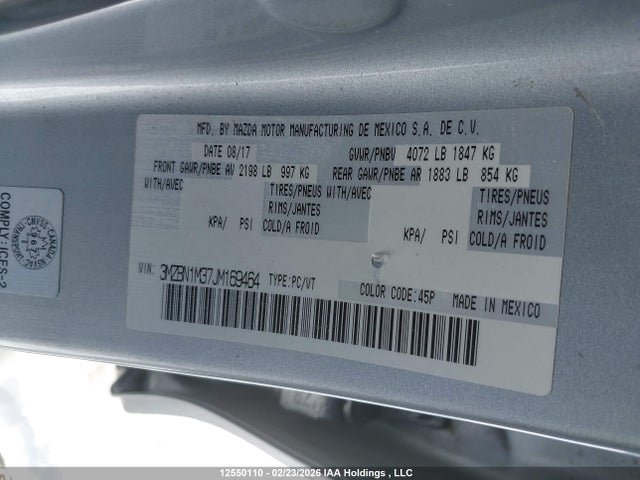3MZBN1M37JM169464 Mazda Mazda3 Gt