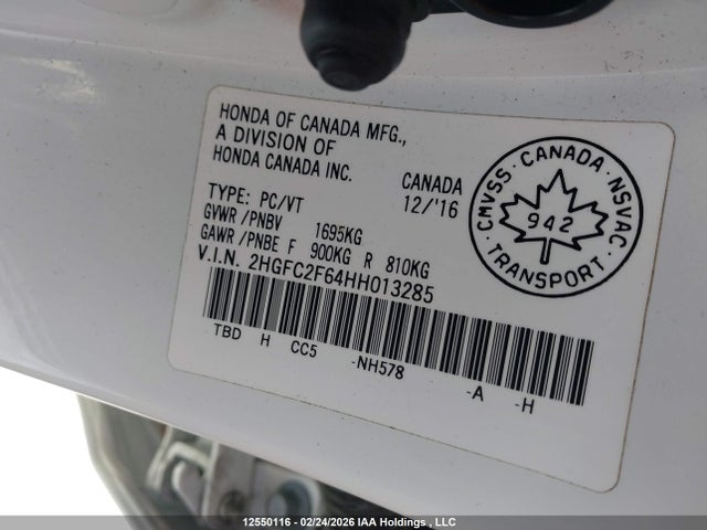 Honda Civic Lx 2017 2HGFC2F64HH013285 Image 9