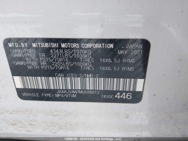 JA4AJVAW7MU606812 Mitsubishi Rvr Gt/le/se/sel