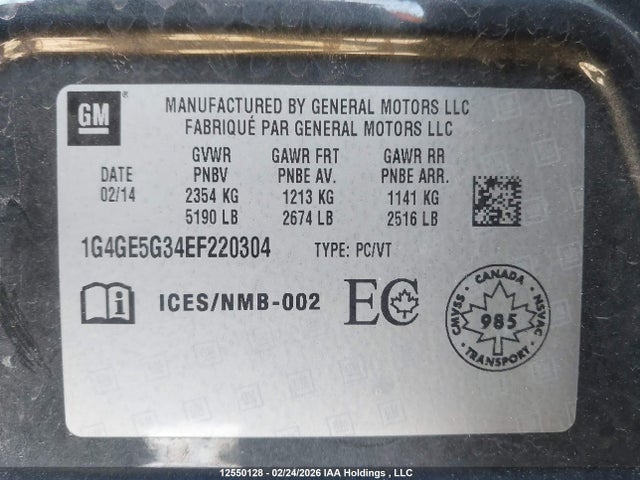 1G4GE5G34EF220304 Buick Lacrosse Premium I