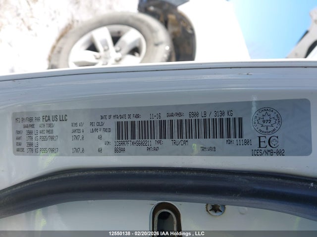 12550138 :رقم المزاد ، 1C6RR7FTXHS602211 vin ، 2017 Ram 1500 St مزاد بيع