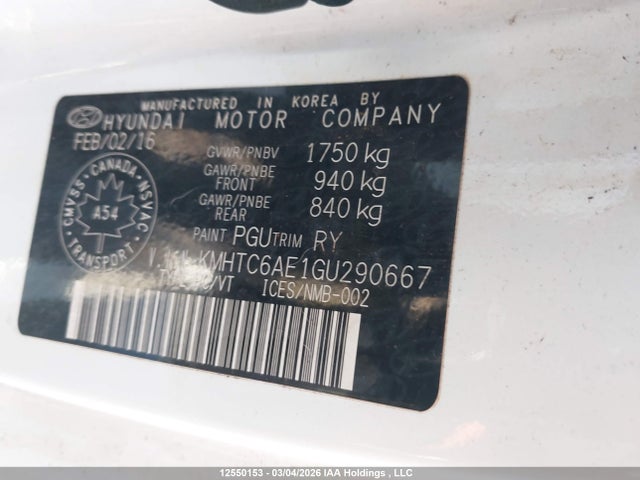 Aukcja sprzedaży 2016 Hyundai Veloster Turbo, vin: KMHTC6AE1GU290667, numer aukcji: 12550153