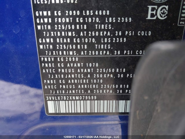 3VVLX7B2XNM079599 Volkswagen Taos Se Iq Drive/sel