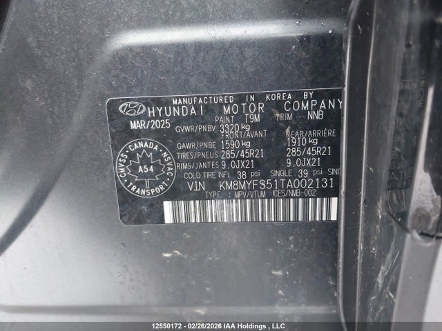 KM8MYFS51TA002131 Hyundai Ioniq 9 Preferred + Awd W/ultimate Calligraphy Package