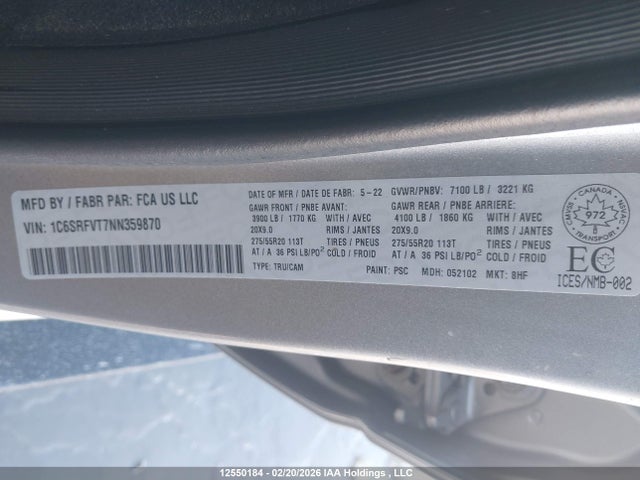 1C6SRFVT7NN359870 RAM 1500 Sport