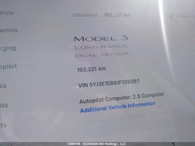 5YJ3E1EB9JF109297 Tesla MODEL 3