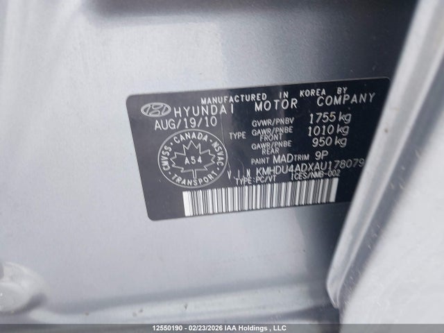 Продажа на аукционе авто 2010 Hyundai Elantra, vin: KMHDU4ADXAU178079, номер лота: 12550190