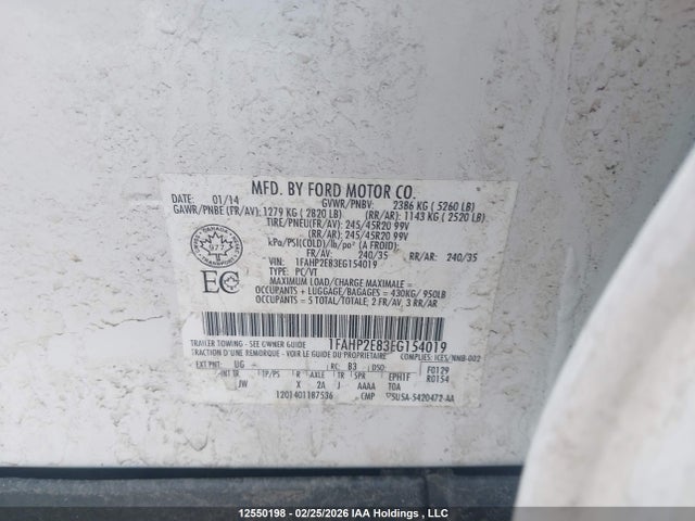 Ford TAURUS SEL 2014 1FAHP2E83EG154019 Image 9