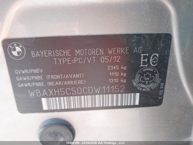 Продаж на аукціоні авто 2012 Bmw 528i Xdrive, vin: WBAXH5C50CDW11152, номер лоту: 12550199