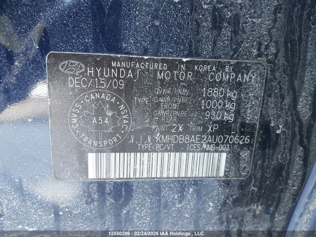 Aukcja sprzedaży 2010 Hyundai Elantra Touring Gl, vin: KMHDB8AE2AU070626, numer aukcji: 12550206