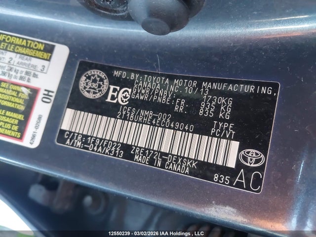 Toyota Corolla S 2014 2T1BURHE4EC049040 Image 9