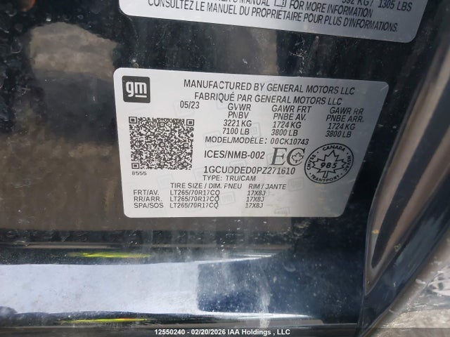 1GCUDDED0PZ271610 Chevrolet Silverado K1500 Lt