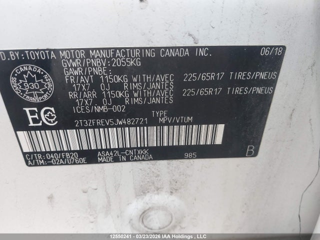 2T3ZFREV5JW482721 Toyota RAV4 LE