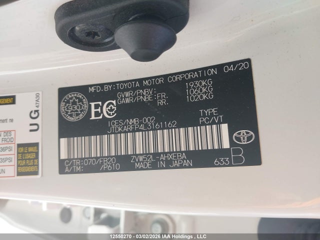 JTDKARFP4L3161162 Toyota PRIUS PRIME