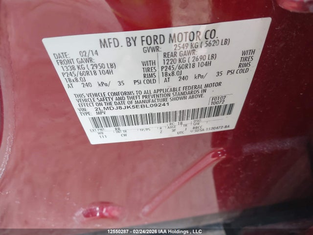 2LMDJ8JK5EBL09241 Lincoln MKX