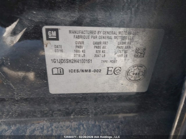 Chevrolet SONIC LT 2017 1G1JD6SH2H4100161 Image 9