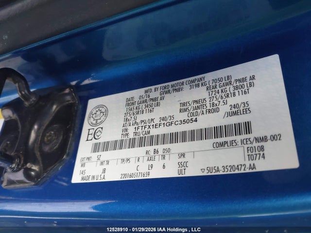Ford F-150 Xlt 2016 1FTFX1EF1GFC35054 Image 9