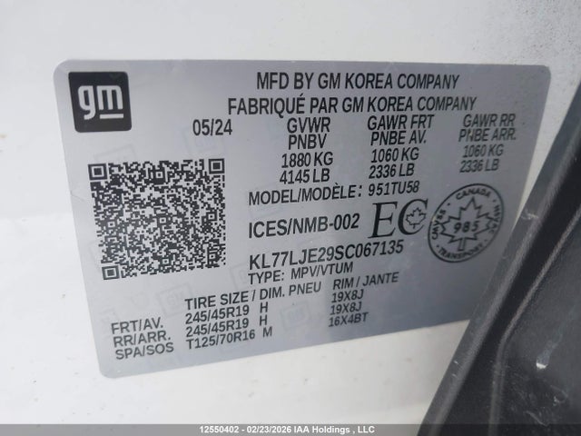KL77LJE29SC067135 Chevrolet Trax 2rs Fwd