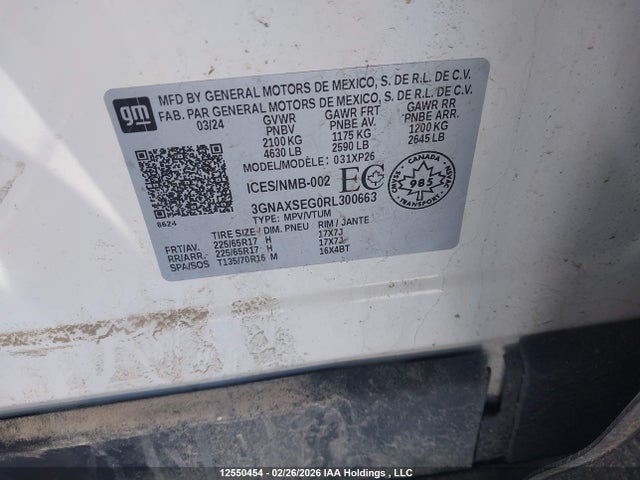 Продажа на аукционе авто 2024 Chevrolet Equinox Ls, vin: 3GNAXSEG0RL300663, номер лота: 12550454