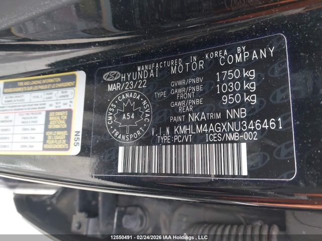 KMHLM4AGXNU346461 Hyundai ELANTRA SEL