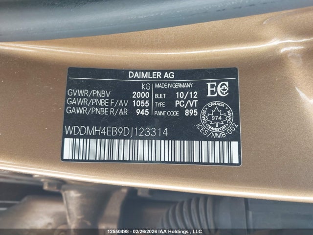 2013 Mercedes-benz B 250 Sports Tourer მანქანა იყიდება აუქციონზე, vin: WDDMH4EB9DJ123314, აუქციონის ნომერი: 12550498