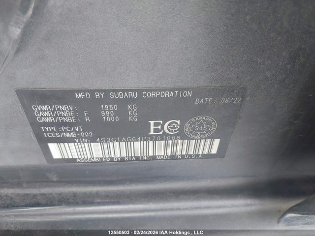 4S3GTAG64P3701008 Subaru Impreza Sport With Eyesight 5-door