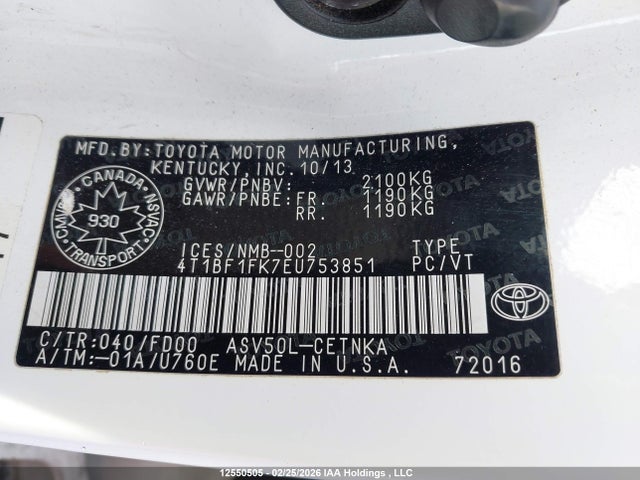 Aukcja sprzedaży 2014 Toyota Camry Le, vin: 4T1BF1FK7EU753851, numer aukcji: 12550505