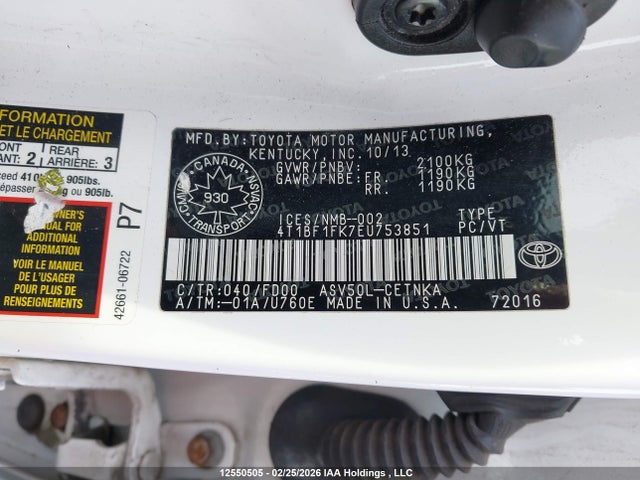 Aukcja sprzedaży 2014 Toyota Camry Le, vin: 4T1BF1FK7EU753851, numer aukcji: 12550505