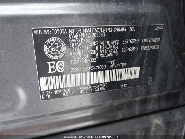 2T3R1RFV0RC426390 Toyota RAV4