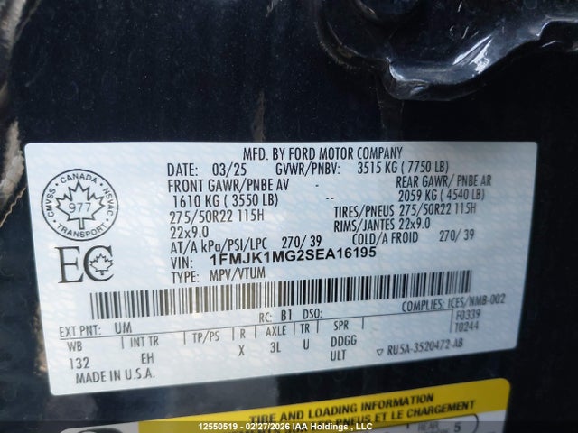 1FMJK1MG2SEA16195 Ford Expedition