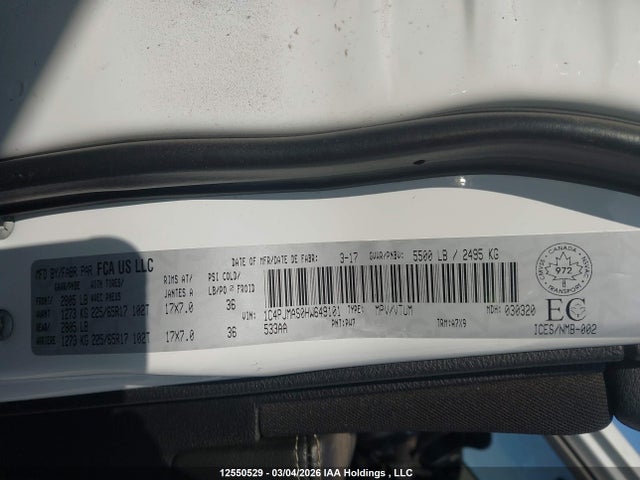 1C4PJMAS0HW649101 Jeep Cherokee Sport