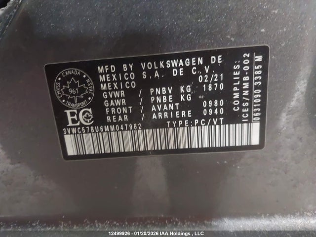 3VWC57BU6MM047962 Volkswagen Jetta Comfortline