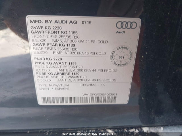 WA1GFCFS3GR003921 Audi Q3 2.0t Technik