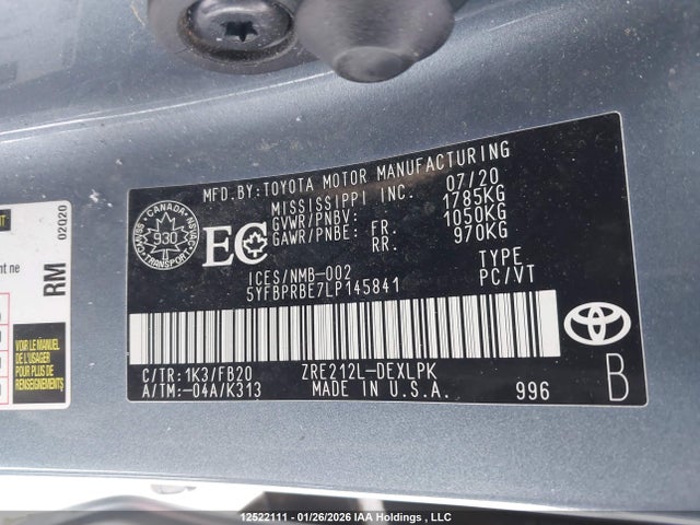 Toyota COROLLA LE 2020 5YFBPRBE7LP145841 Image 9