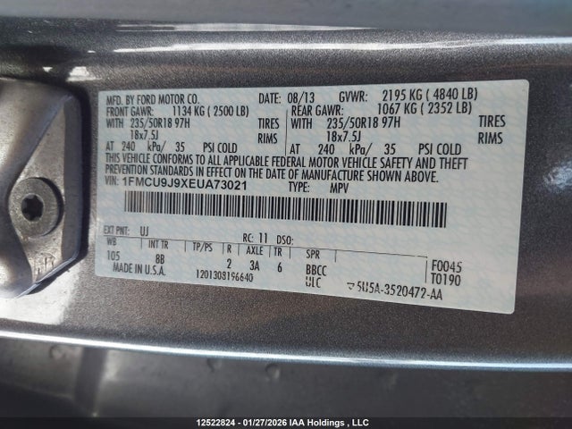 1FMCU9J9XEUA73021 Ford Escape Titanium