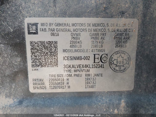 3GKALVEX4KL152341 GMC Terrain Slt