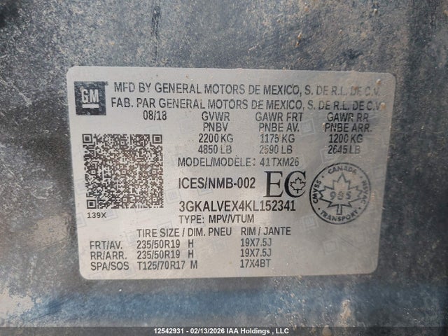 3GKALVEX4KL152341 GMC Terrain Slt