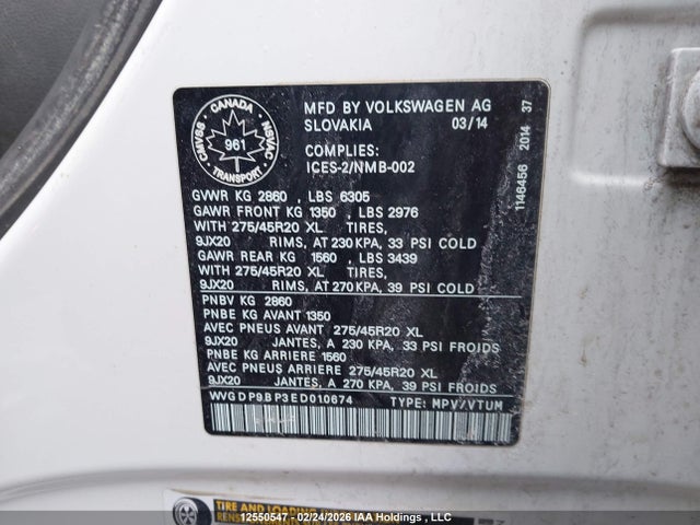 WVGDP9BP3ED010674 Volkswagen Touareg 3.0 Tdi Comfortline/3.0 Tdi Execline/3.0 Tdi Highline