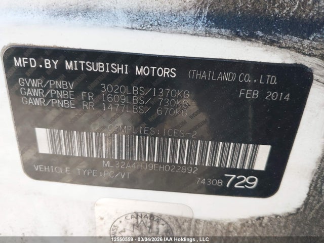 Mitsubishi MIRAGE ES 2014 ML32A4HJ9EH022892 Image 9