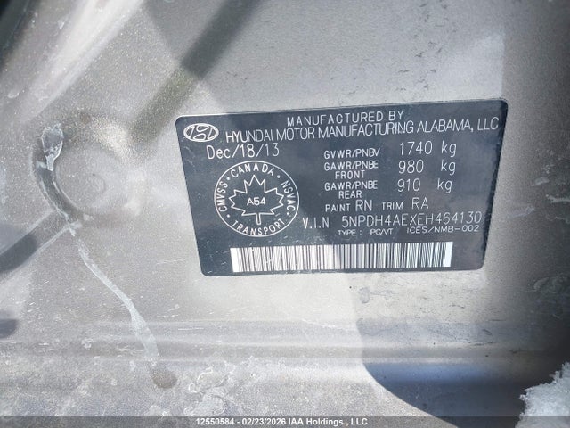 Hyundai ELANTRA GL 2014 5NPDH4AEXEH464130 Image 9