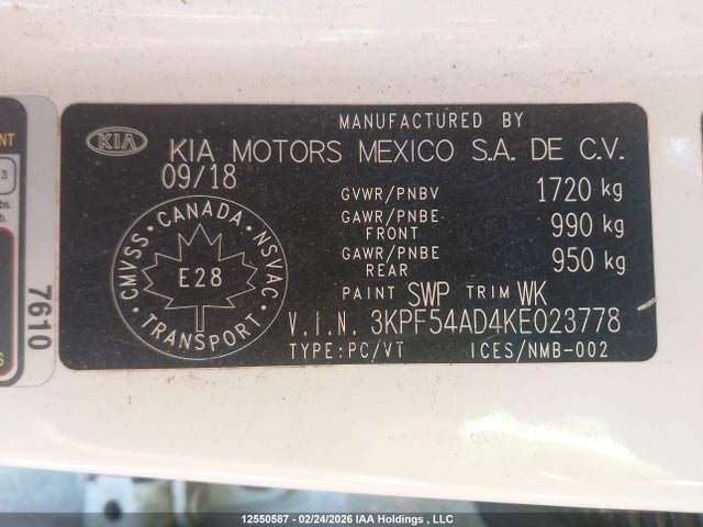 Продажа на аукционе авто 2019 Kia Forte, vin: 3KPF54AD4KE023778, номер лота: 12550587