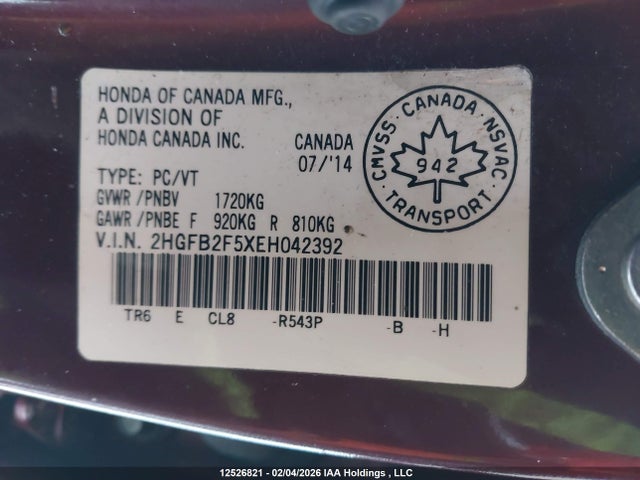 2HGFB2F5XEH042392 Honda CIVIC EX